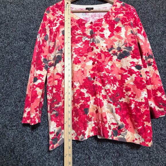 Talbots Womens Watercolor Floral Cardigan XL Lightweight Colorful Feminine Artsy - Picture 8 of 8
